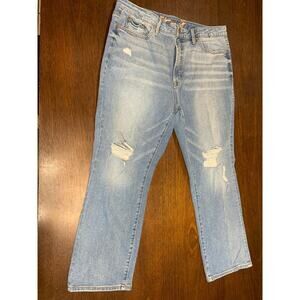 Seven7 Fashion Jeans Women 14 Distressed Light Wash Cropped Western Boho Fringe